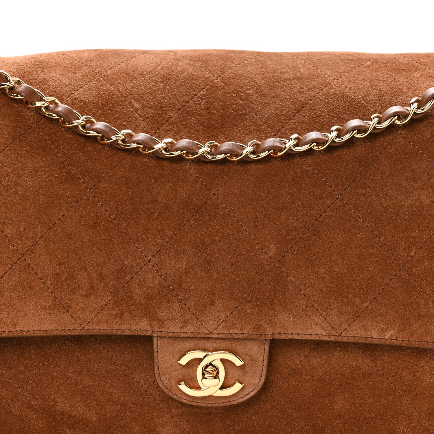 Suede Calfskin Souplissimo Maxi Flap Camel