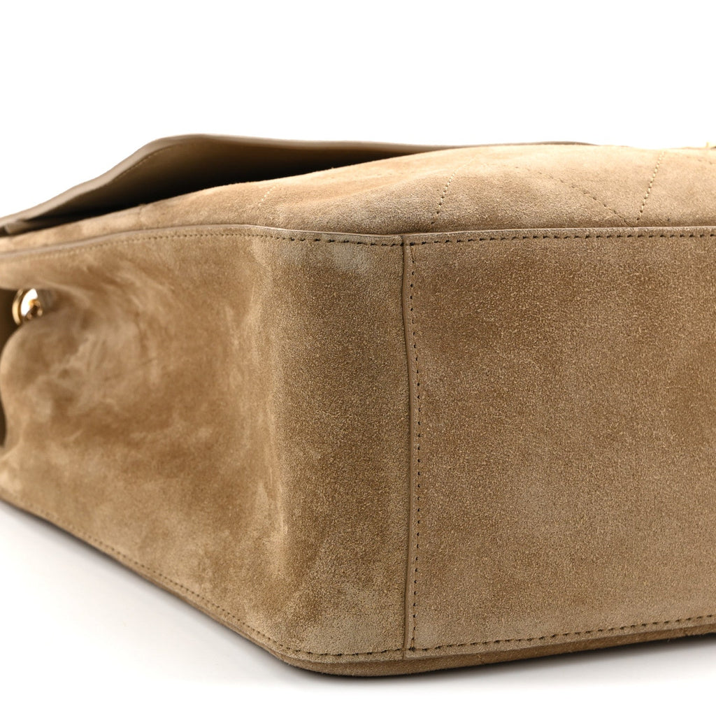Suede Calfskin Souplissimo Maxi Flap Dark Beige