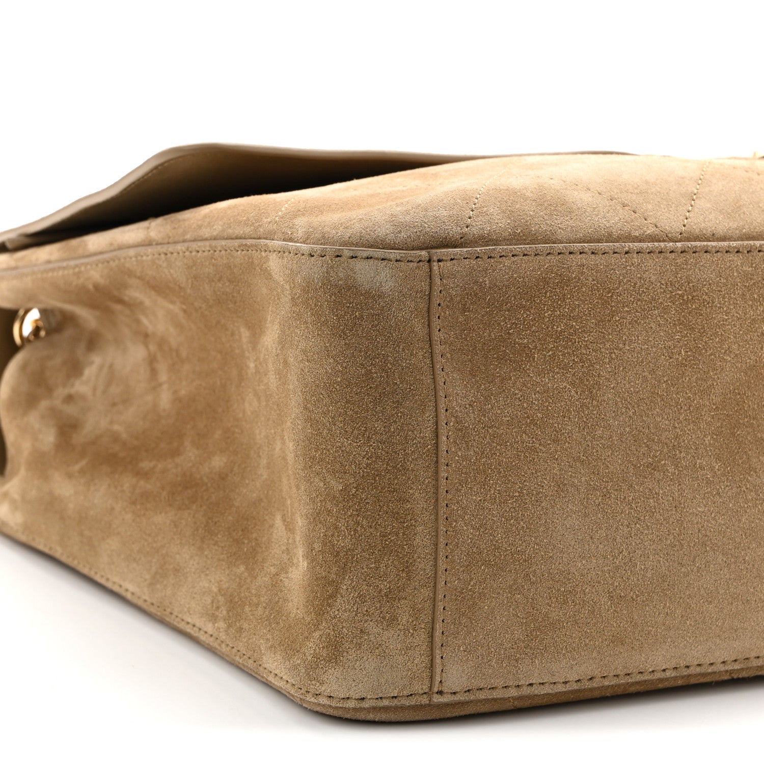 Suede Calfskin Souplissimo Maxi Flap Dark Beige
