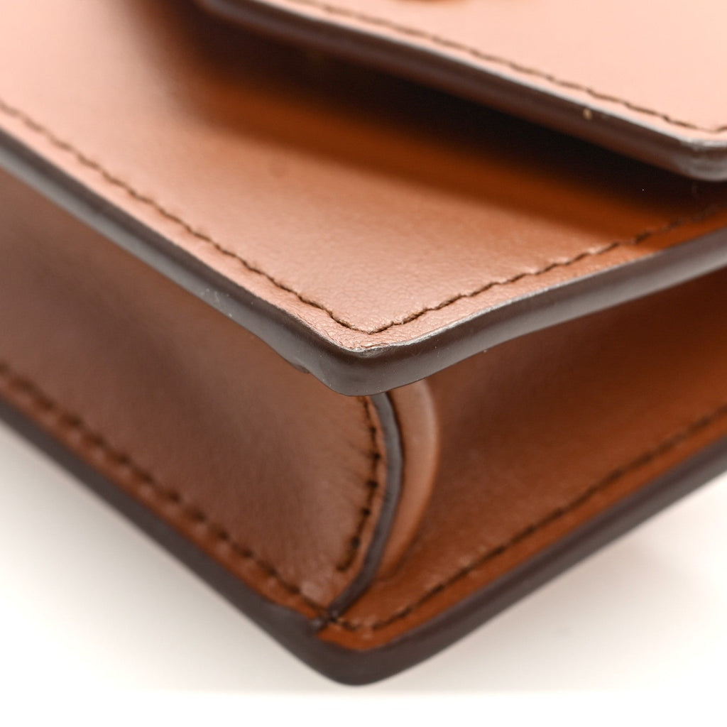 Nappa Flap Pouch Bag Charm Cognac Orange