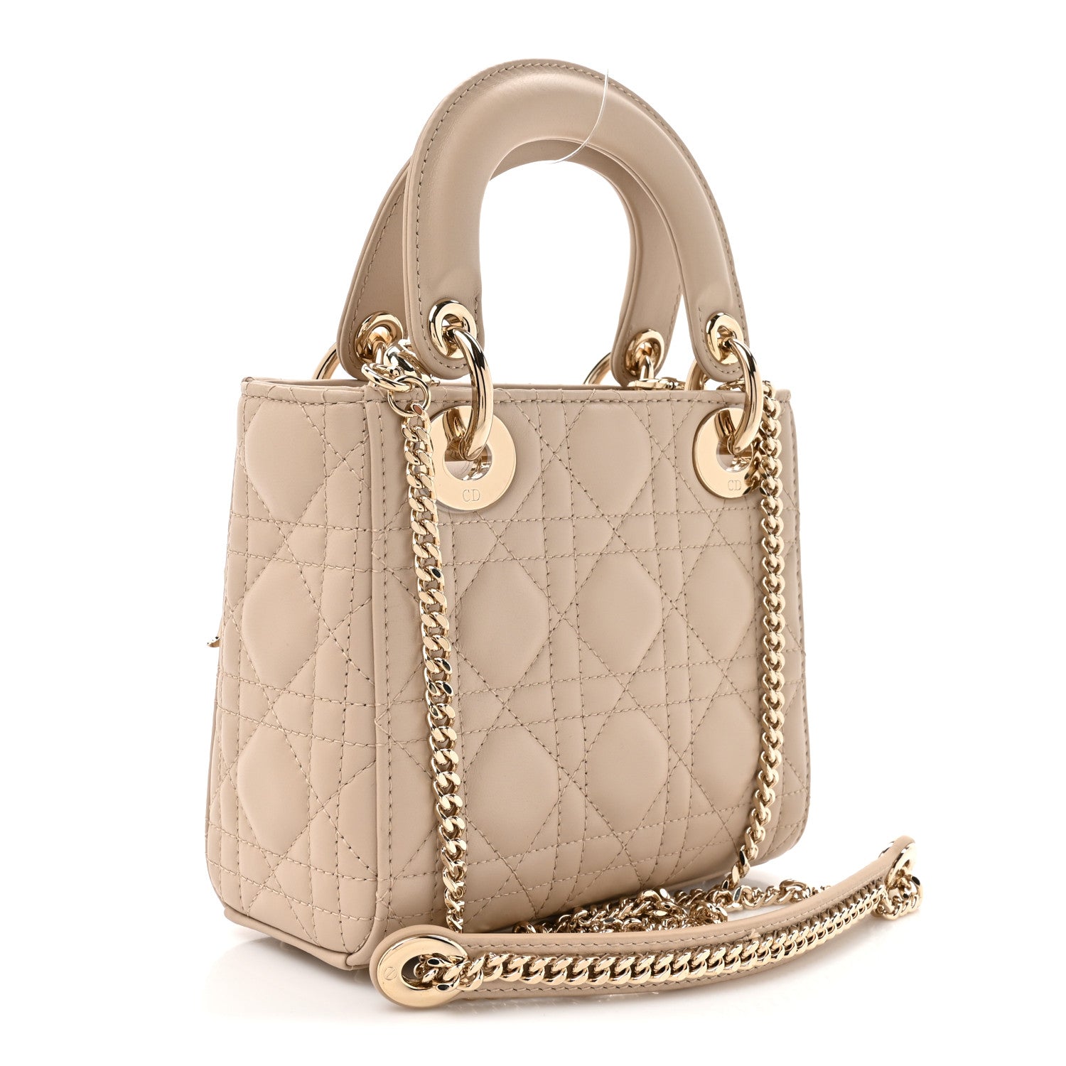 Lambskin Cannage Mini Lady Dior Powder Beige