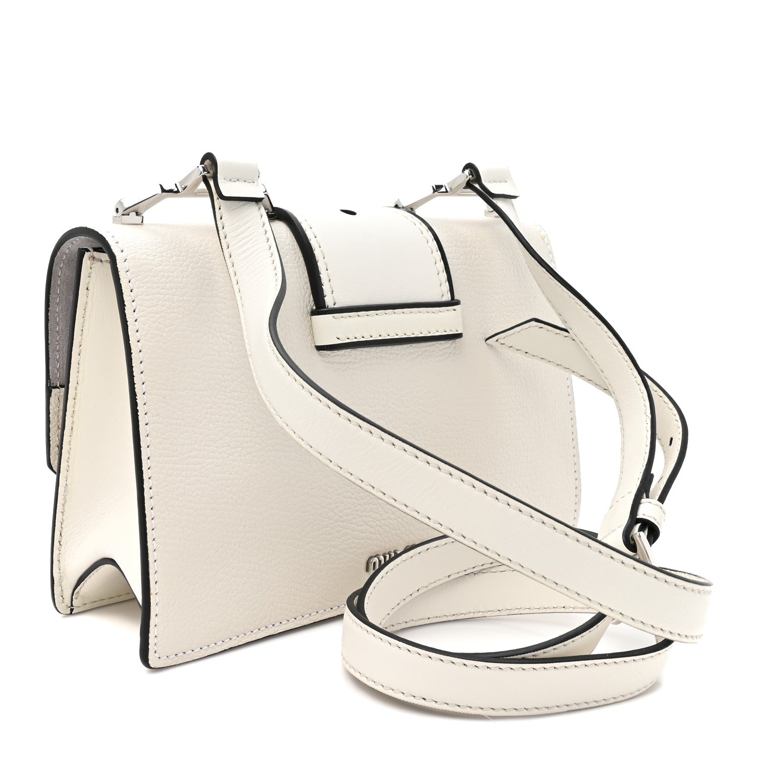 Goatskin Madras Soft Calf Crystal Embellished Shoulder Bag Bianco