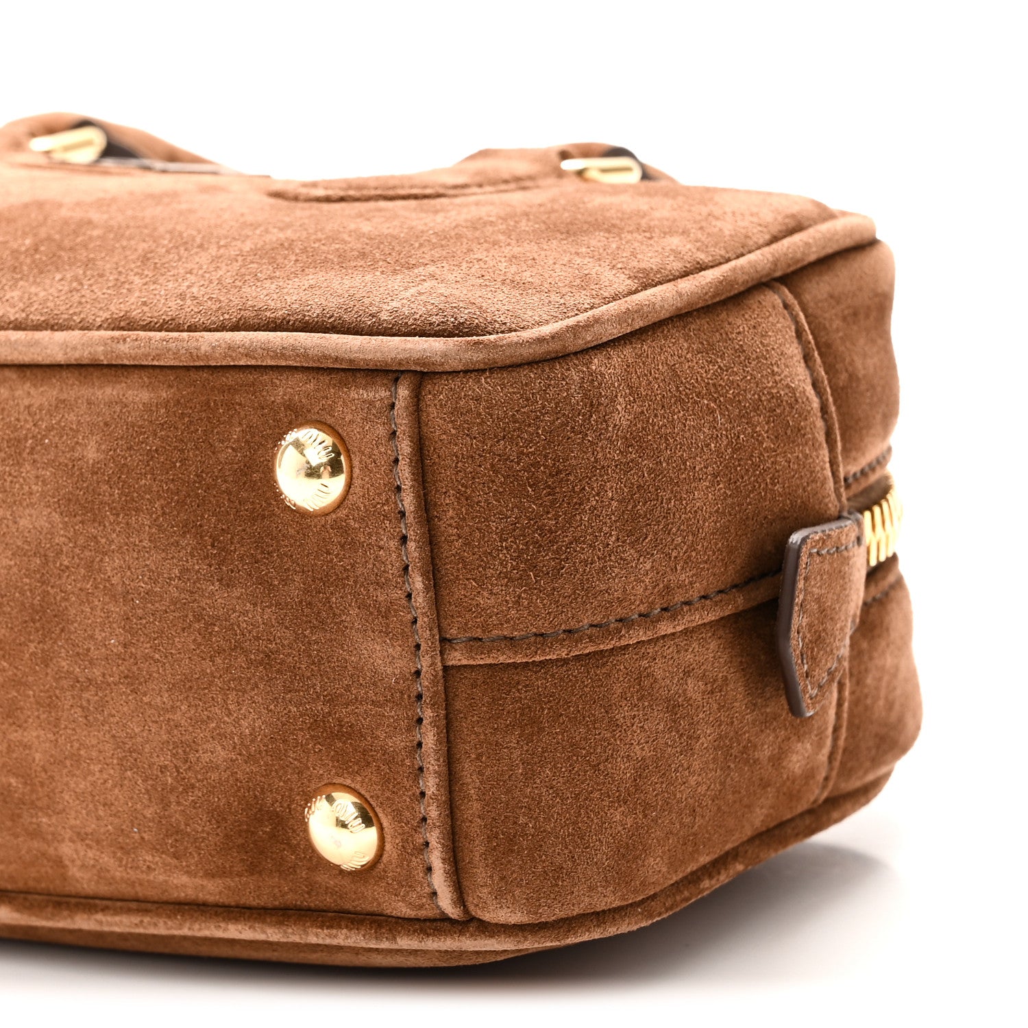 Suede Padded Regular Arcadie Top Handle Bag Cacao