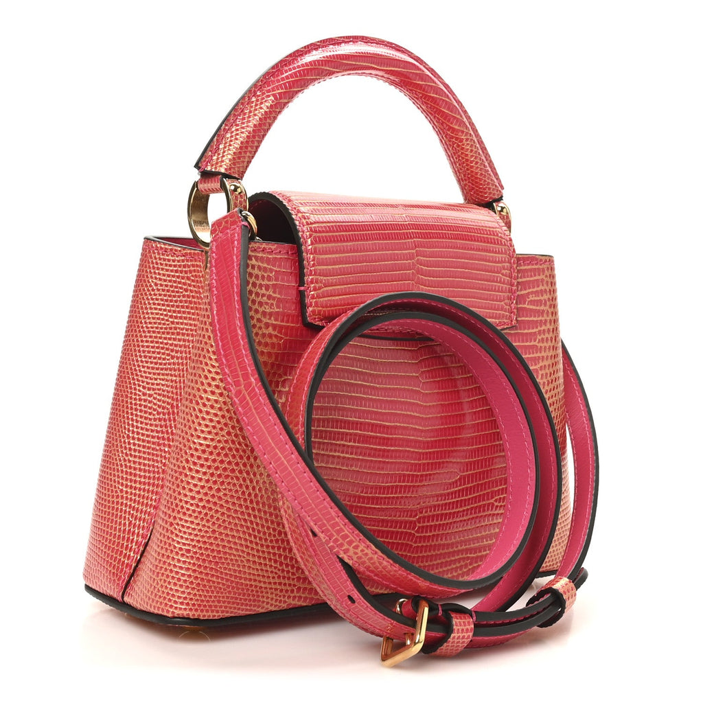 Metallic Lizard Capucines Mini Fuchsia Gold