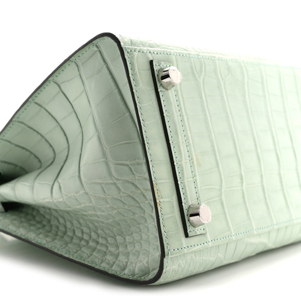Matte Alligator Birkin Sellier 25 Vert D'eau