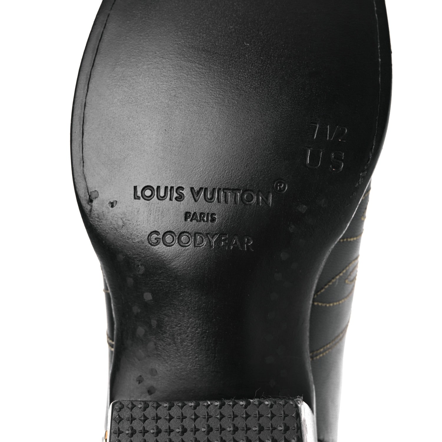 Calfskin LV Texan Mens Rider Boots 7.5 Black Gold