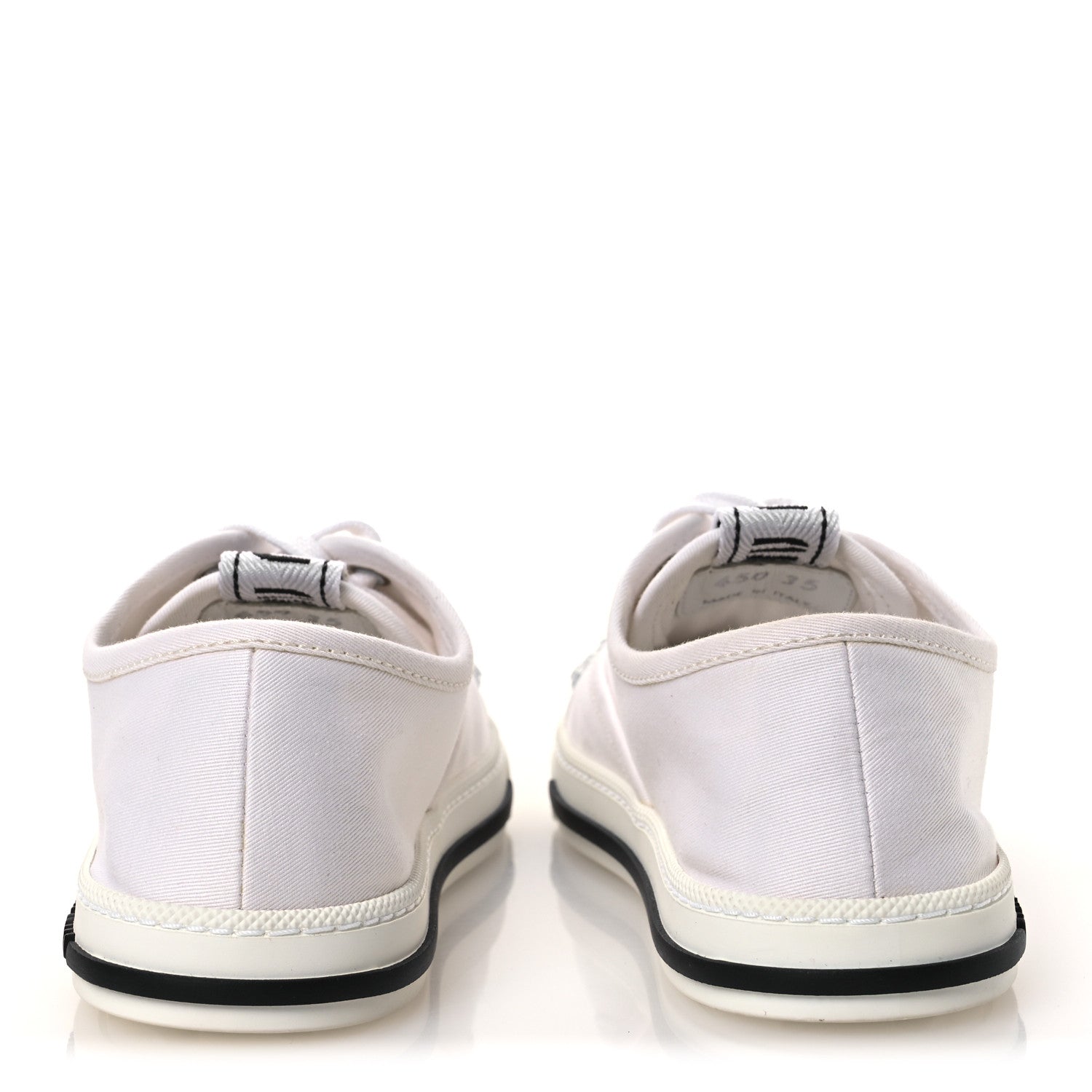 Gabardine Crystal Low Sneakers 35 Bianco