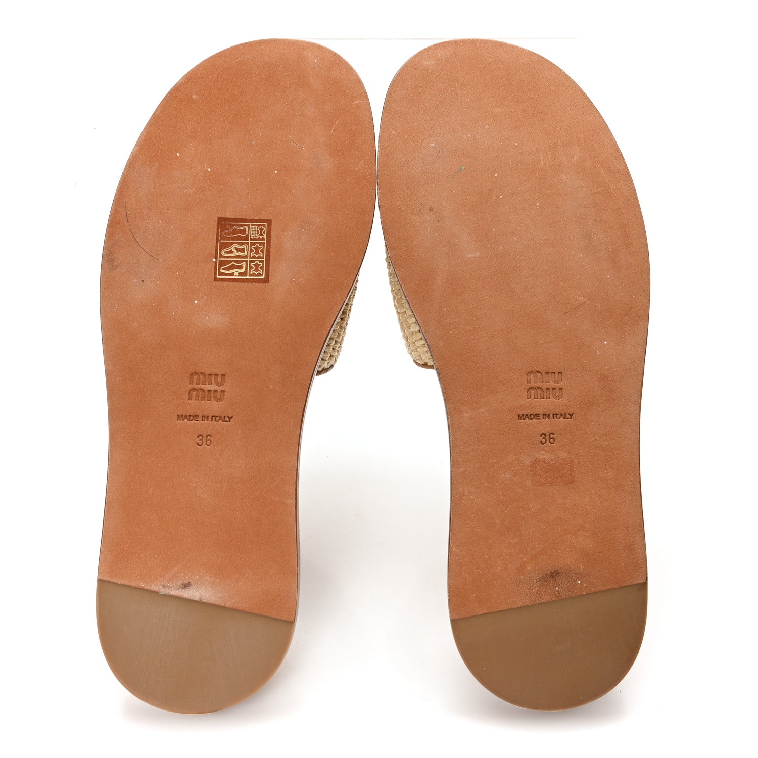 Stuoia Raffia Calfskin Logo Sandals 36 Naturale