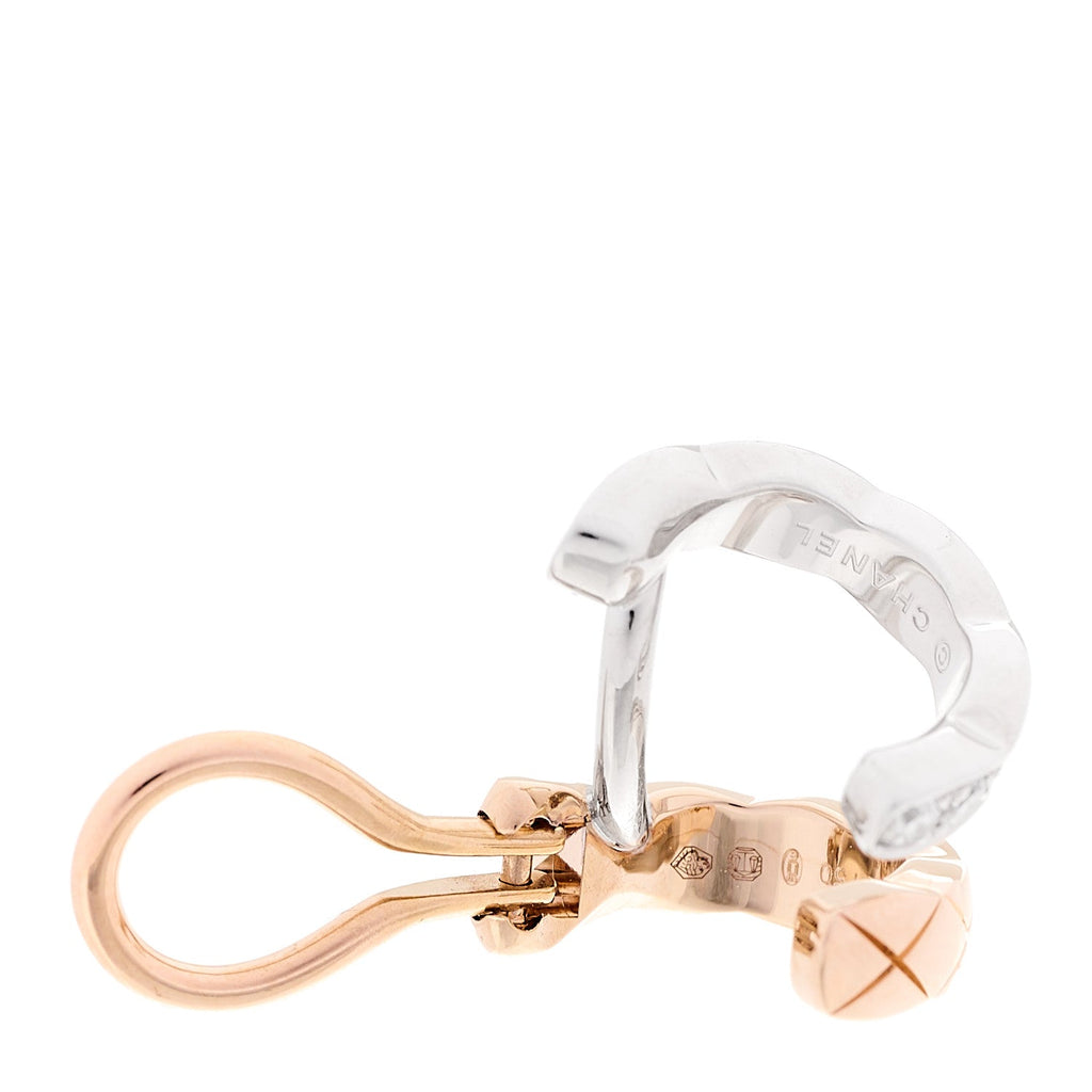 18K Beige White Gold Diamond Coco Crush Single Clip Earring