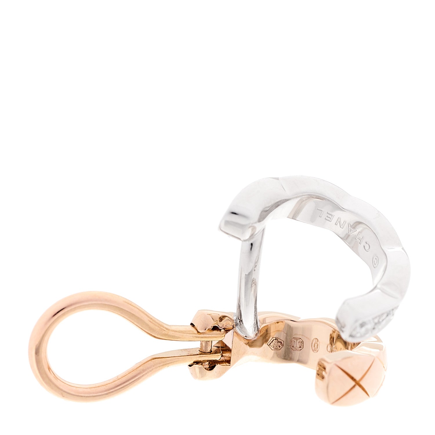 18K Beige White Gold Diamond Coco Crush Single Clip Earring