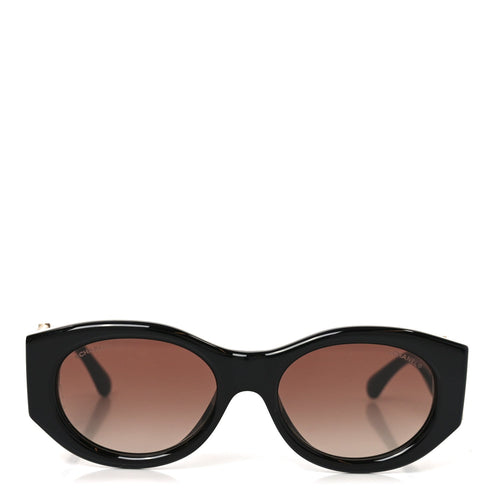 Acetate Calfskin Chain CC Sunglasses 5536-Q-A Black