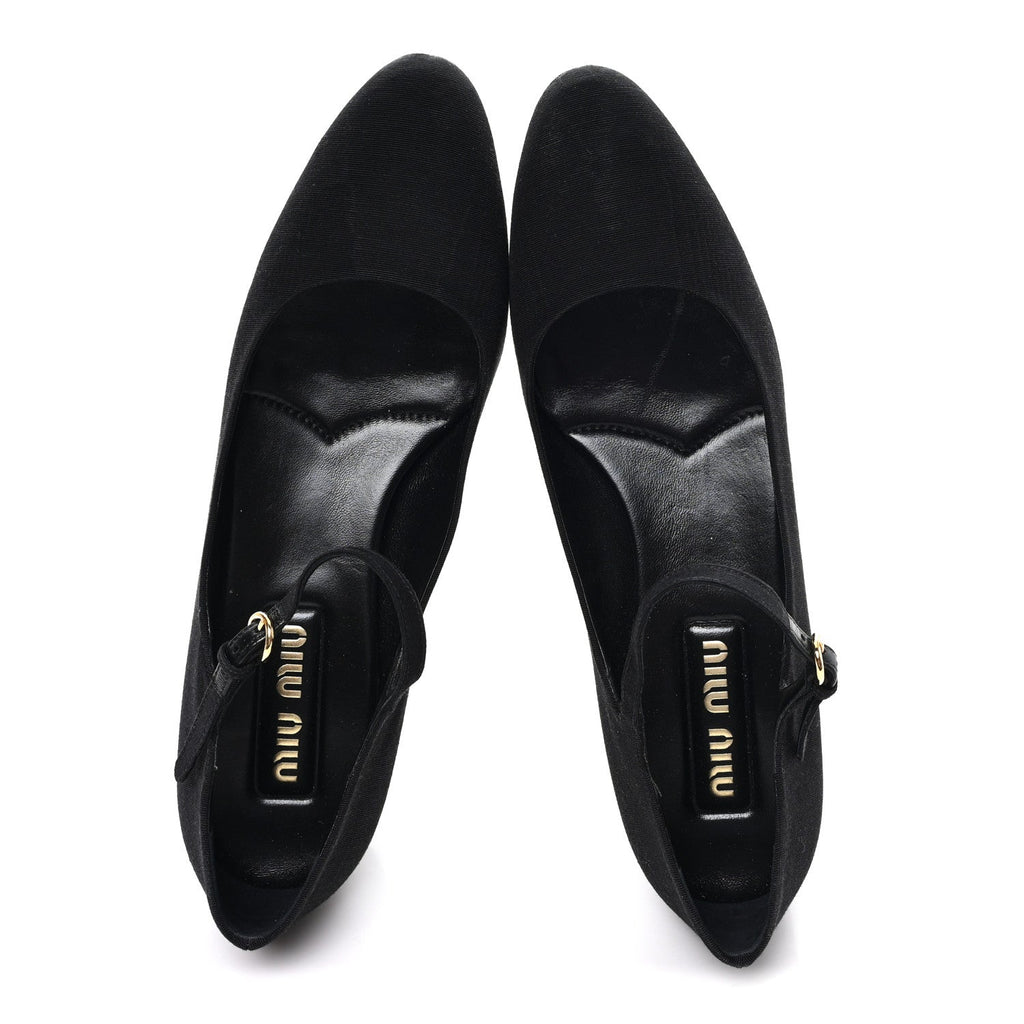 Grosgrain Moire Mary Jane Pumps 40 Black