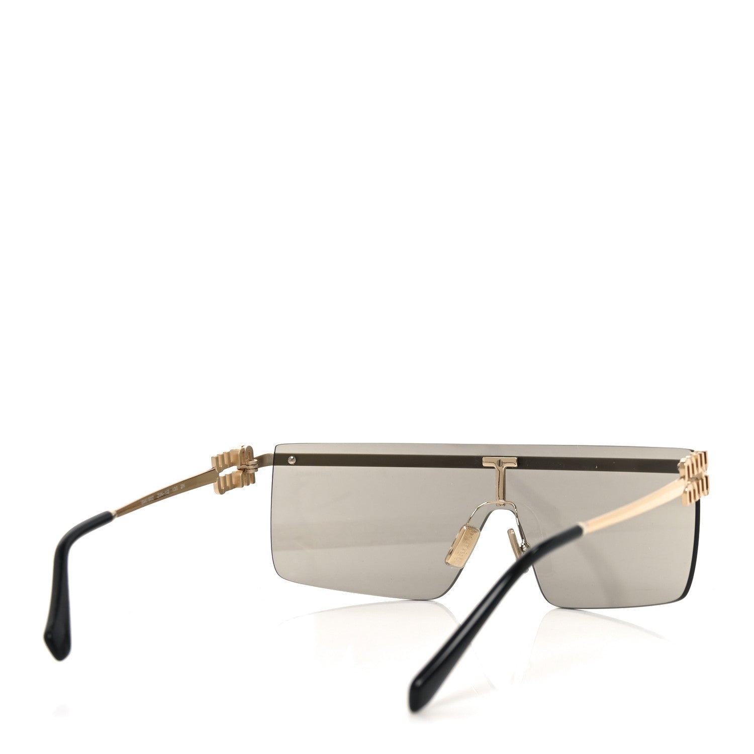 Metal Rectangle Shield Sunglasses SMU50Z Grey Gold