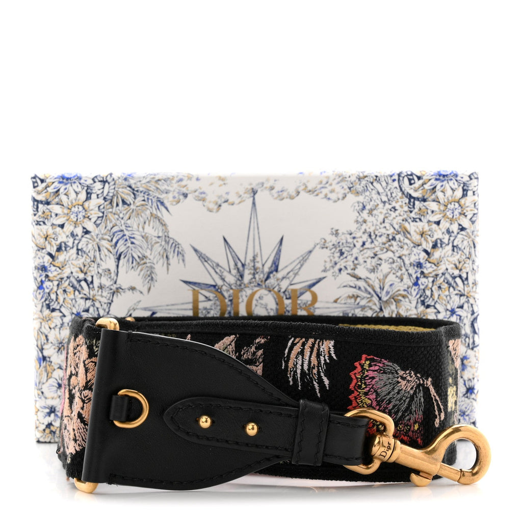 Canvas Embroidered Floral Shoulder Strap Black Multicolor