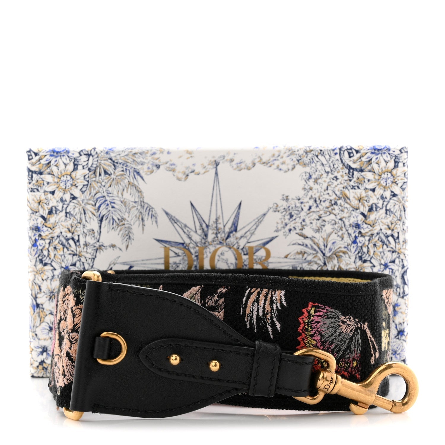 Canvas Embroidered Floral Shoulder Strap Black Multicolor