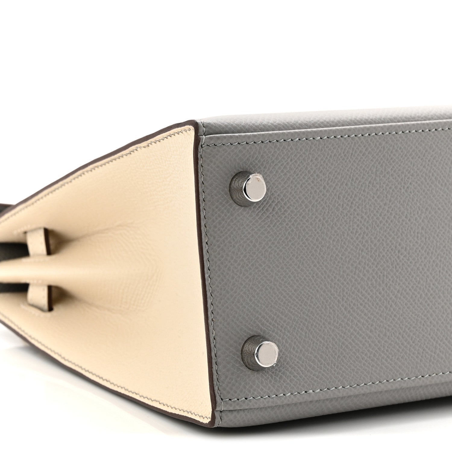 Epsom Bi-Color Horseshoe Kelly Sellier 25 Gris Mouette Craie