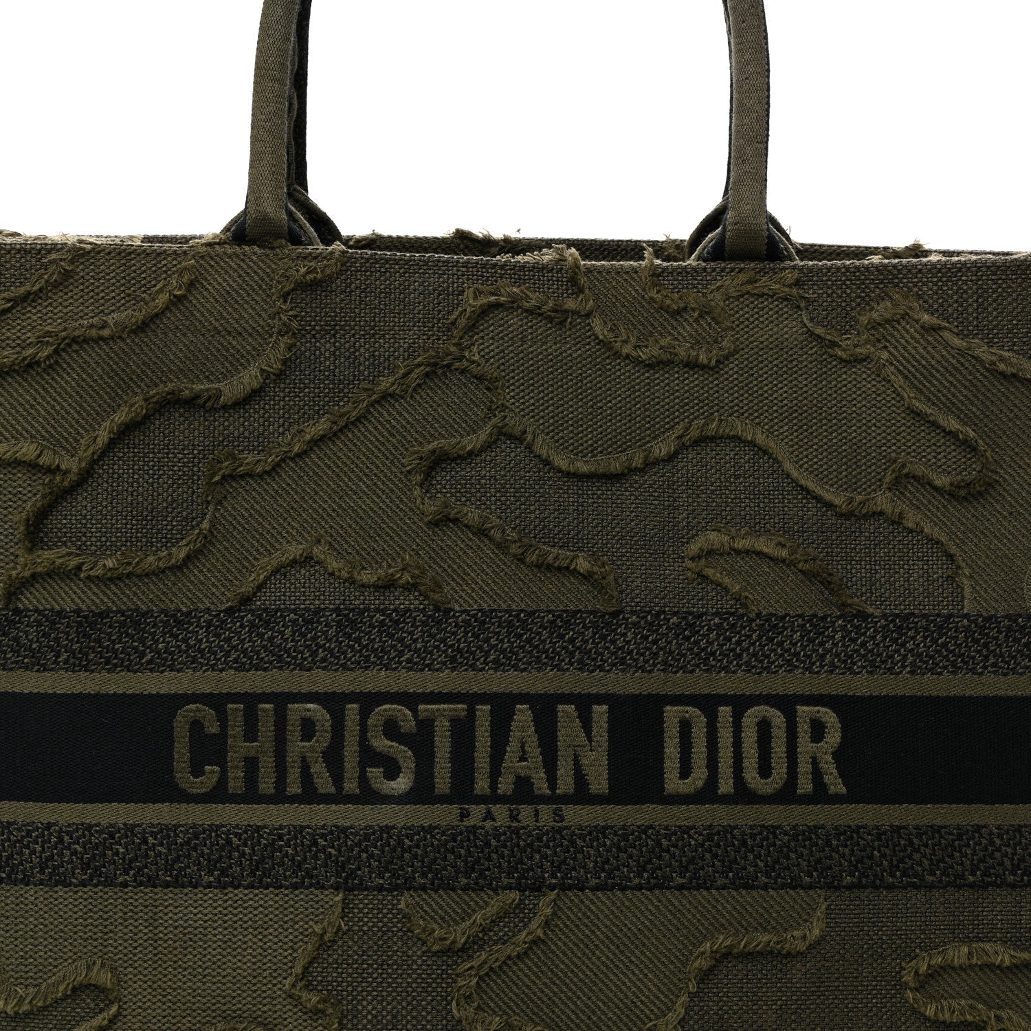 Canvas Embroidered Camouflage Large Book Tote Green