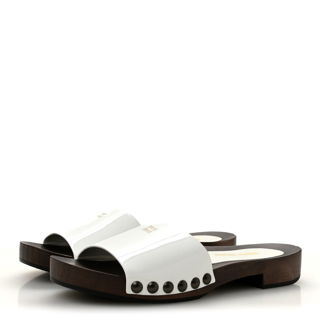Vernice Logo Slide Clogs 36 White