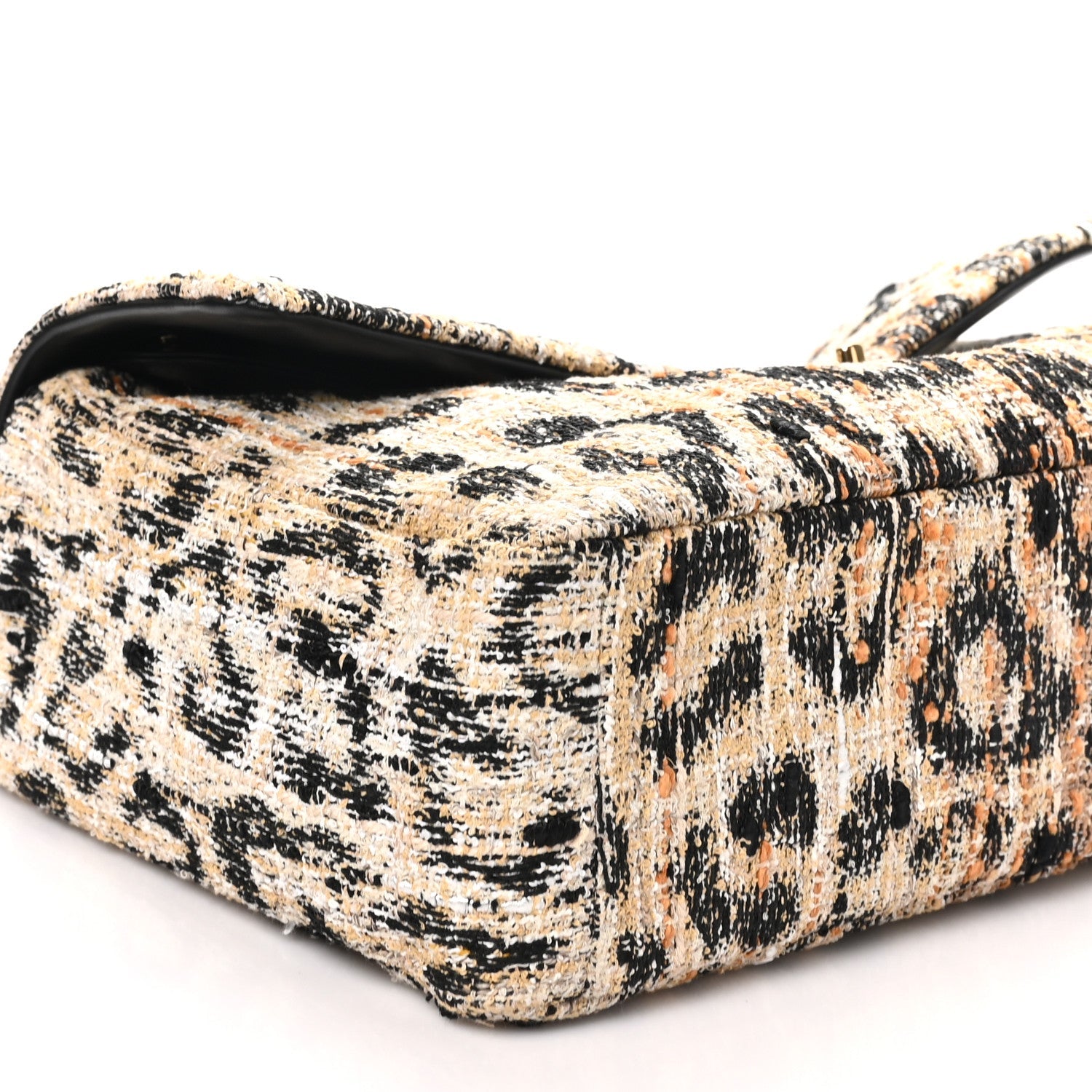 Tweed Mixed Fibers Leopard Print Souplissimo Maxi Flap Brown Black White