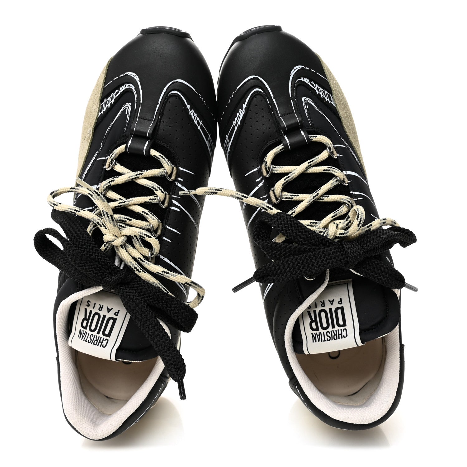 Calfskin Nylon Womens D-Sketch Sneakers 39 Black