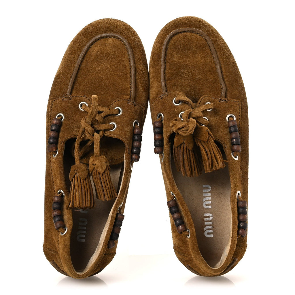 Suede Tassel Loafers 39 Olive Green