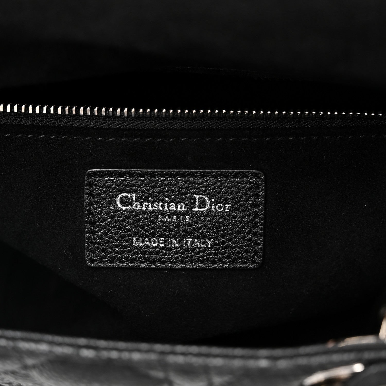 Grained Calfskin Cannage Medium Lady Dior Black