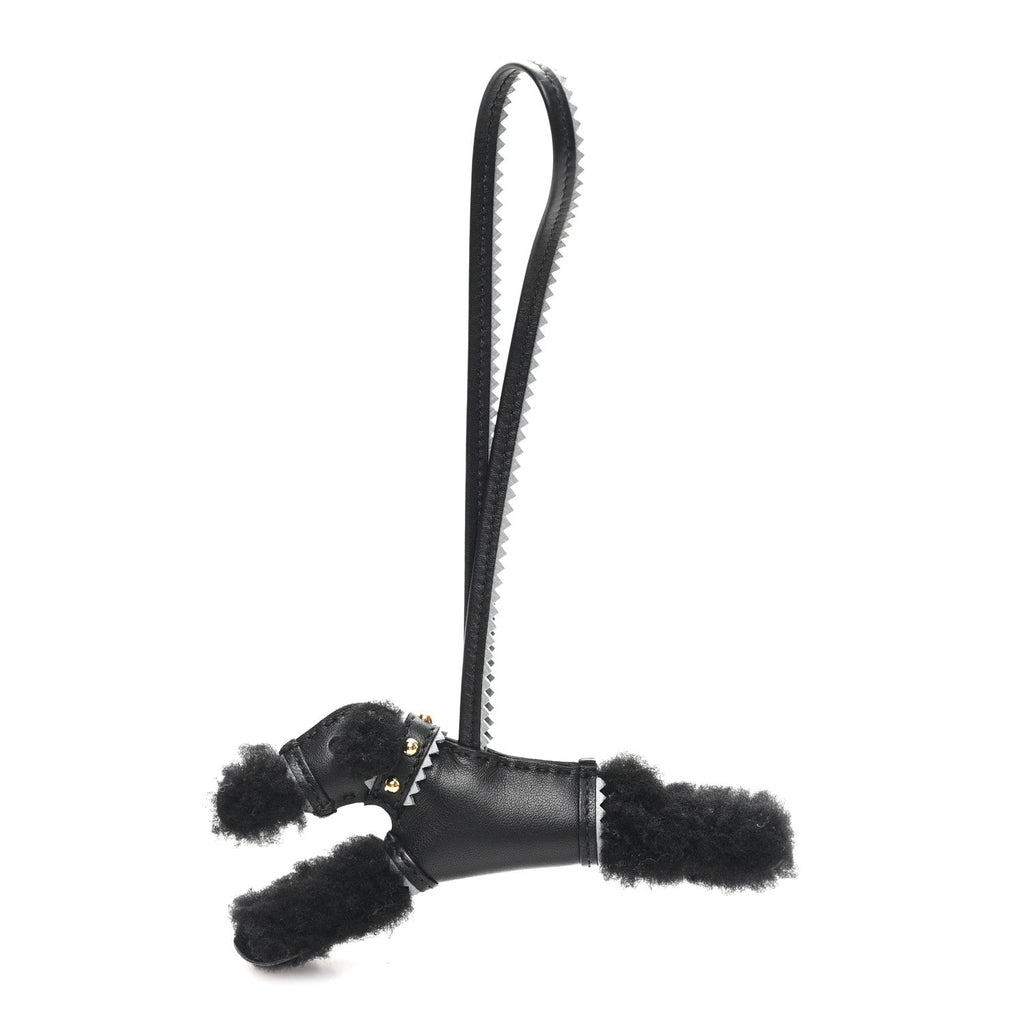 Milo Lambskin Epsom Shearling Budy Apic Charm Black Gris Pantin