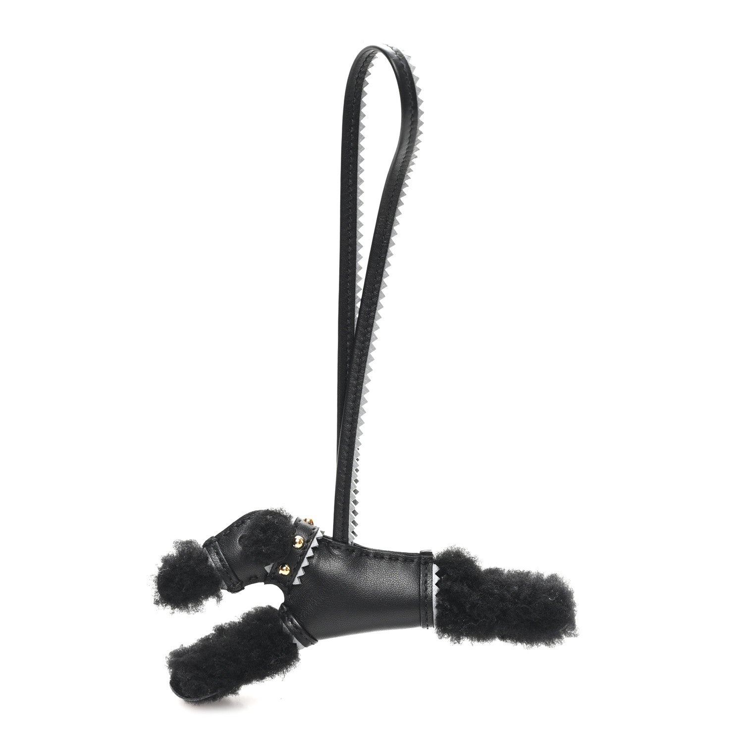 Milo Lambskin Epsom Shearling Budy Apic Charm Black Gris Pantin