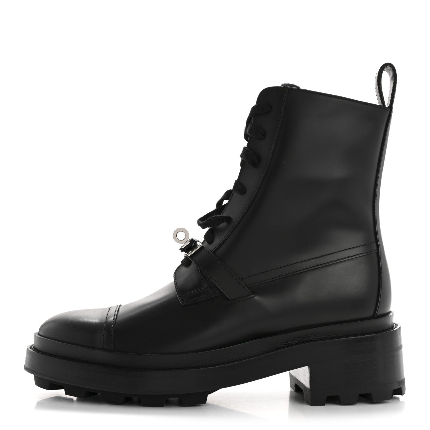 Glossed Calfskin Funk Ankle Boots 36 Black