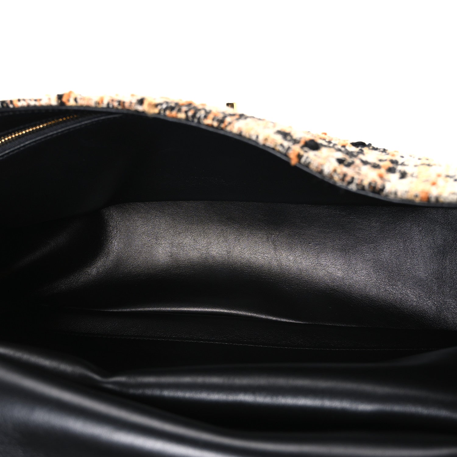 Tweed Mixed Fibers Leopard Print Small Souplissimo Maxi Flap Brown Black White