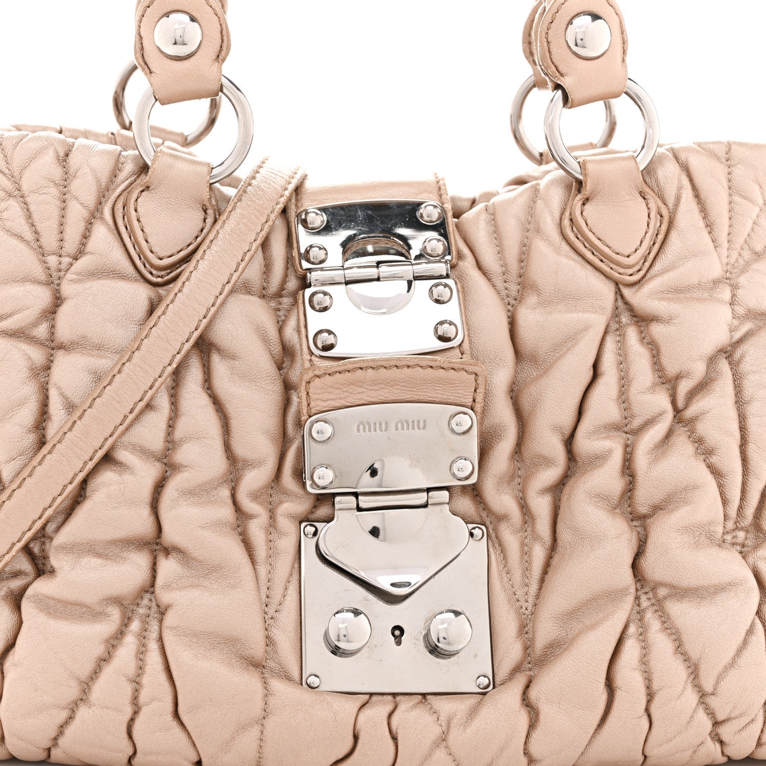 Metallic Nappa Matelasse Top Handle Satchel Cammeo