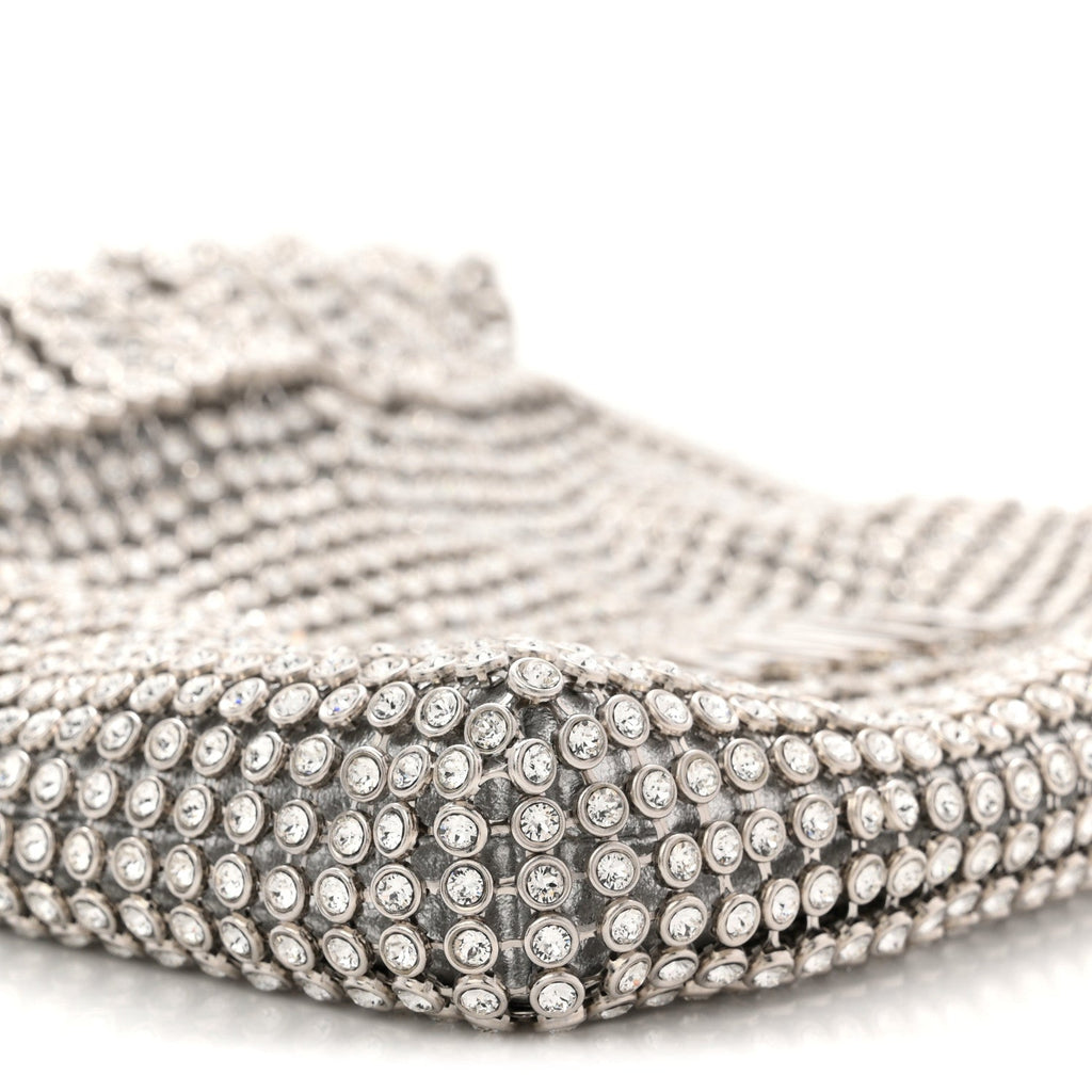 Crystal Embellished Metallic Lambskin Mini Chanel 22 Silver