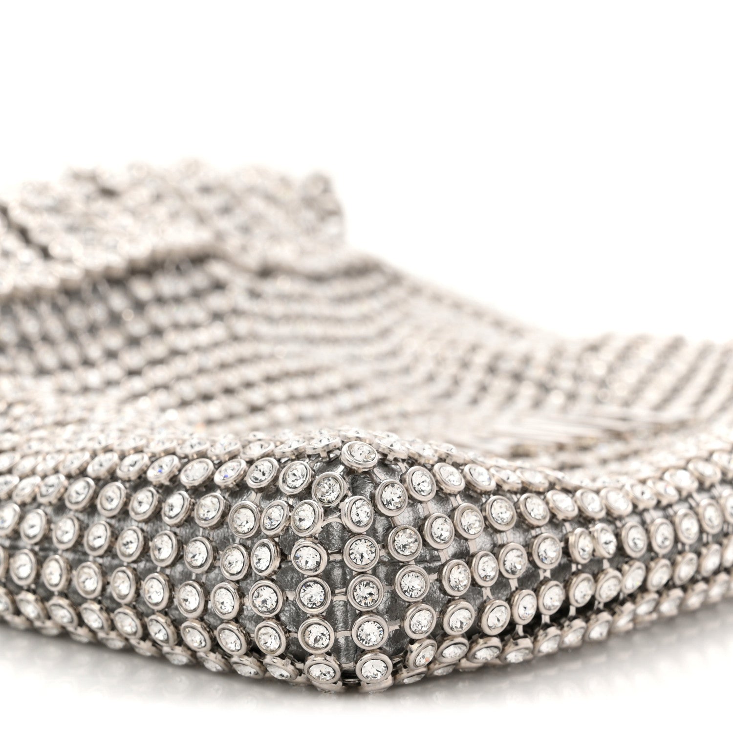 Crystal Embellished Metallic Lambskin Mini Chanel 22 Silver