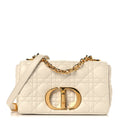 Grained Calfskin Cannage Small Caro Bag White