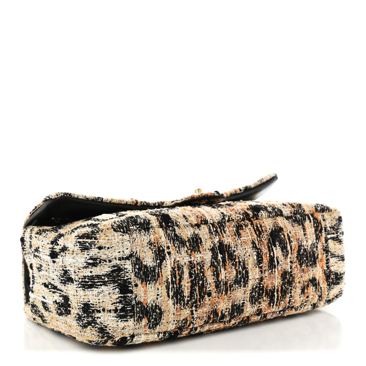 Tweed Mixed Fibers Leopard Print Small Souplissimo Maxi Flap Brown Black White