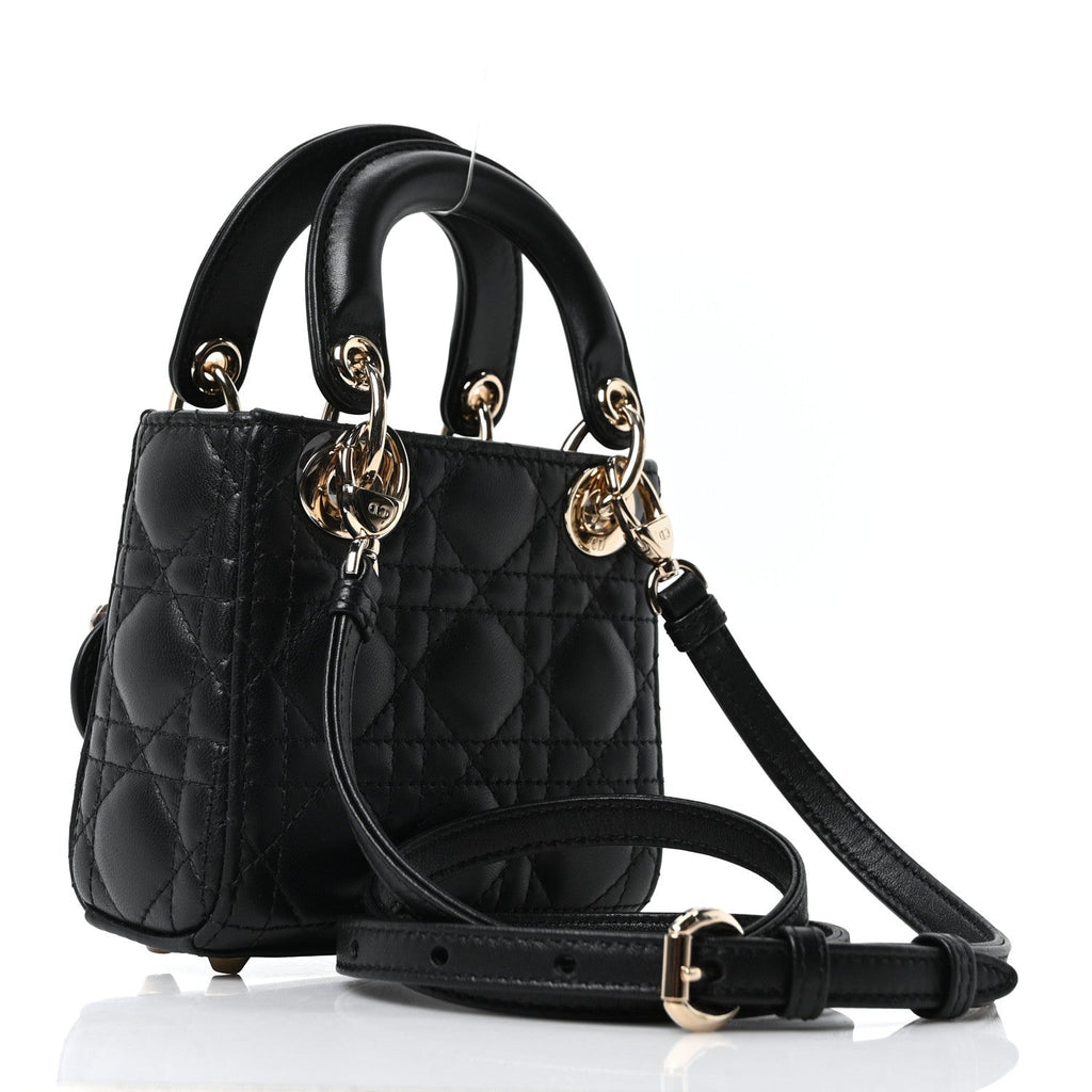 Lambskin Cannage Micro Lady Dior Black