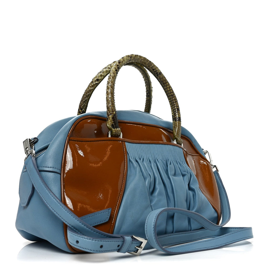 Nappa Vernice Snakeskin Bowler Cognac Astrale