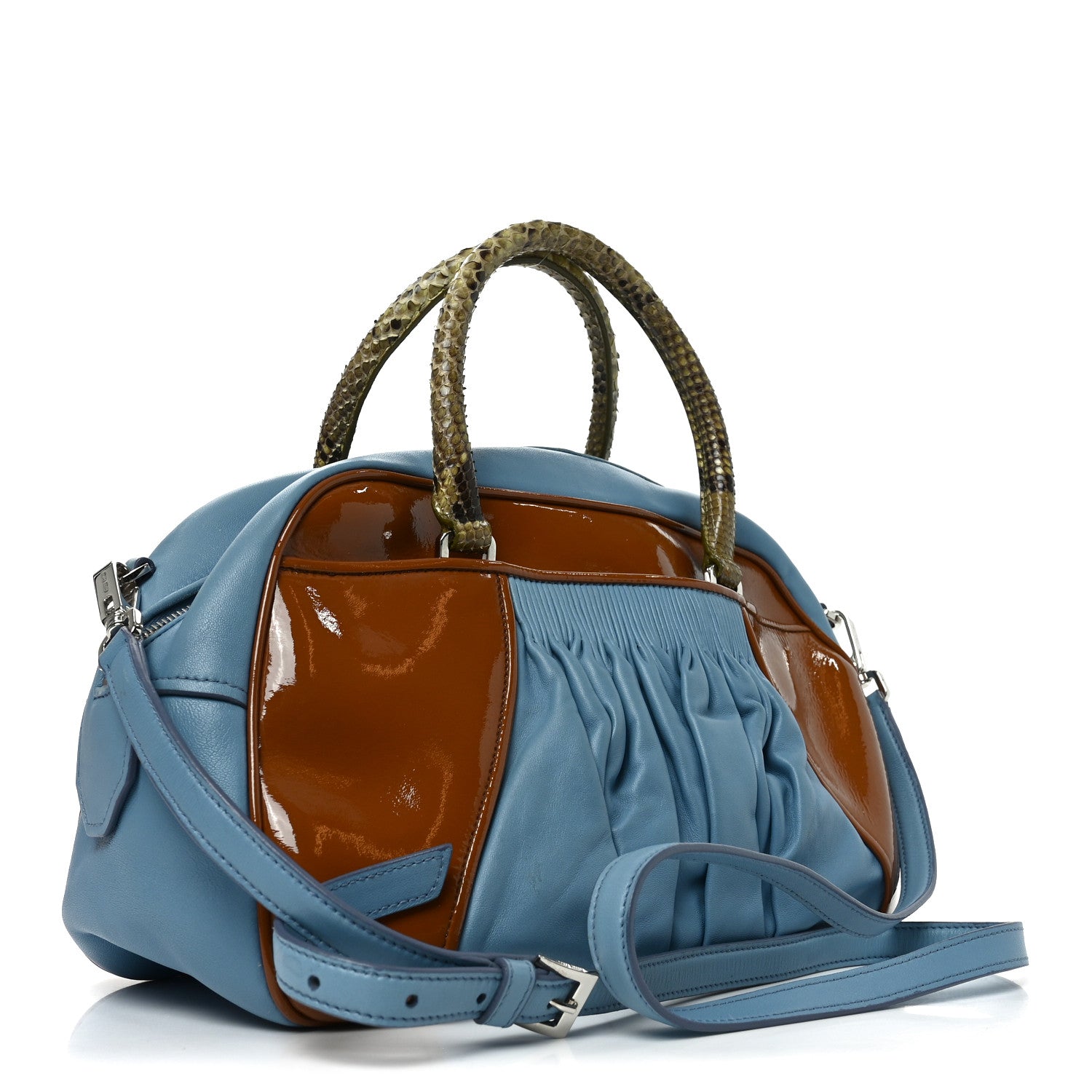 Nappa Vernice Snakeskin Bowler Cognac Astrale