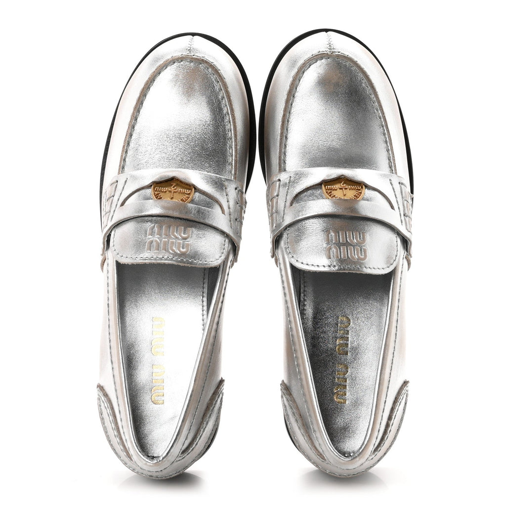 Vitello Deco Penny Loafer 39 Argento