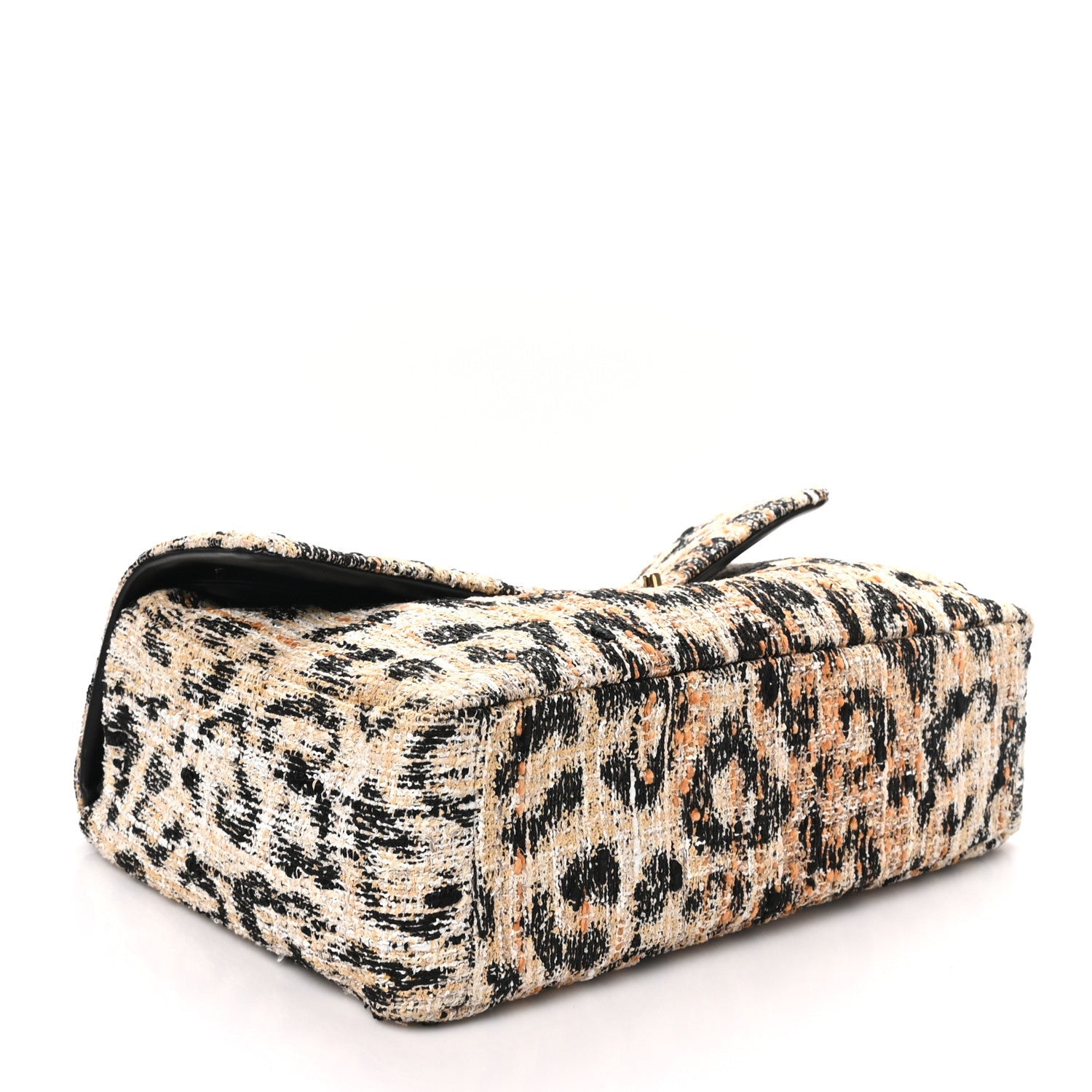 Tweed Mixed Fibers Leopard Print Souplissimo Maxi Flap Brown Black White