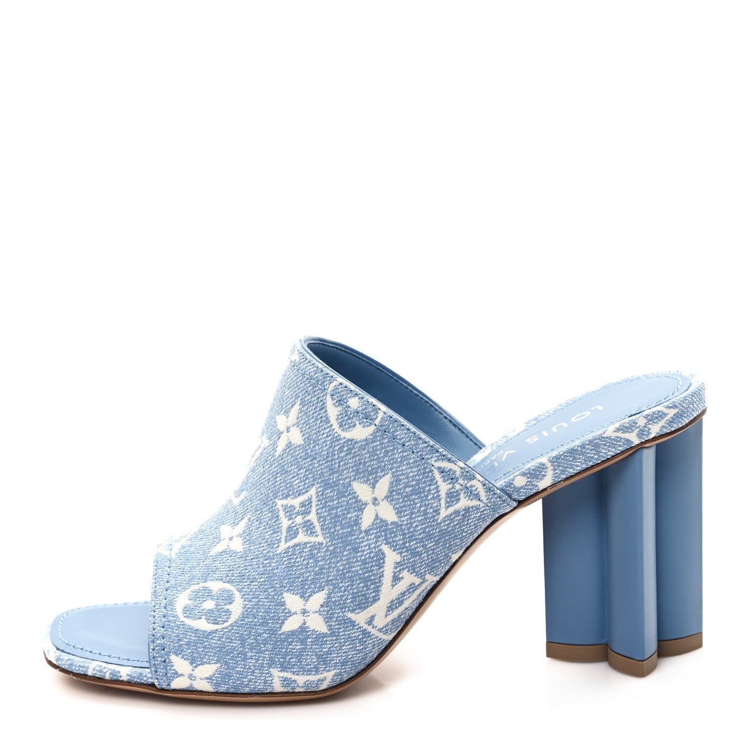 Denim Monogram Silhouette Mules 37 Blue