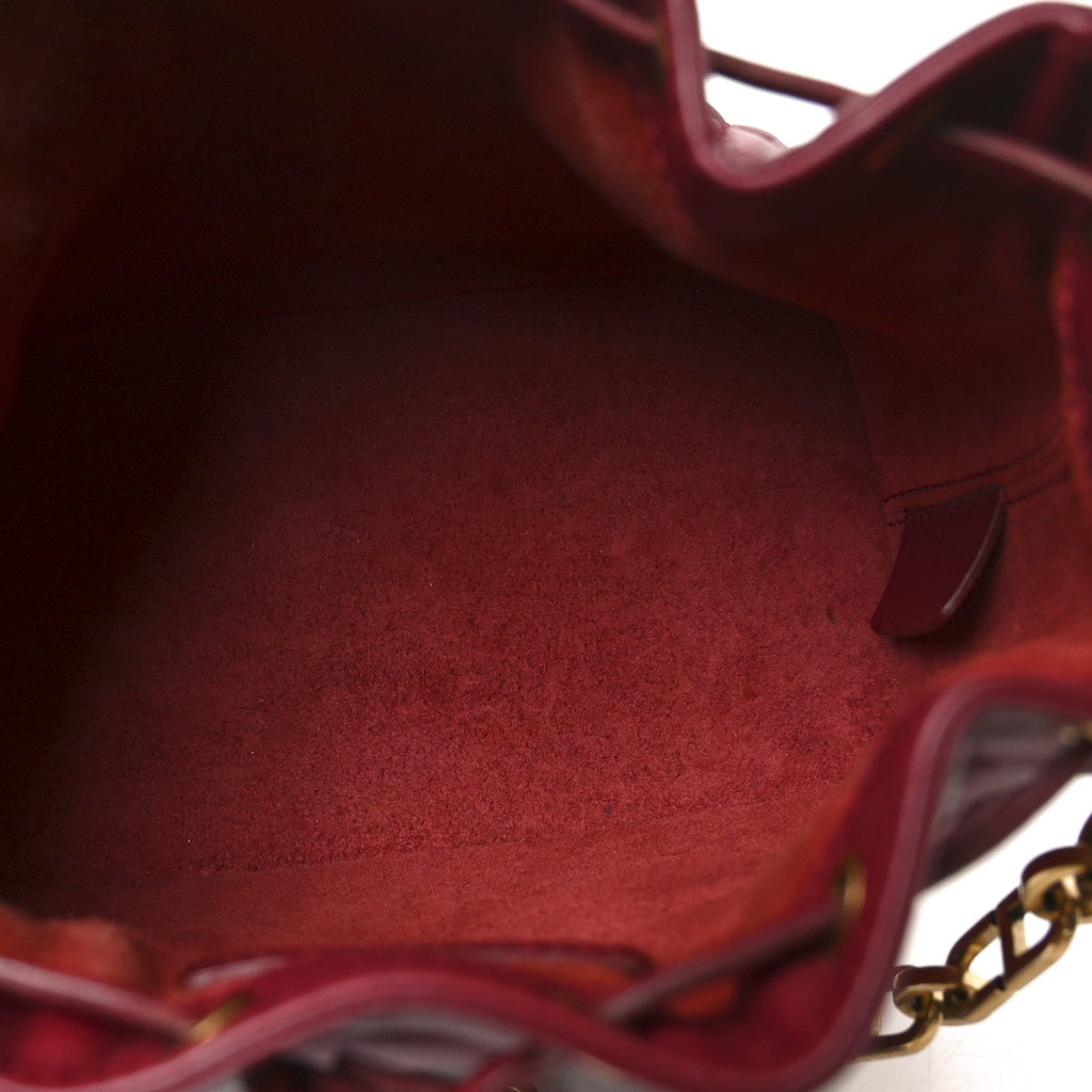 Lambskin Cannage Miss Dior Bucket Bag Cherry Red
