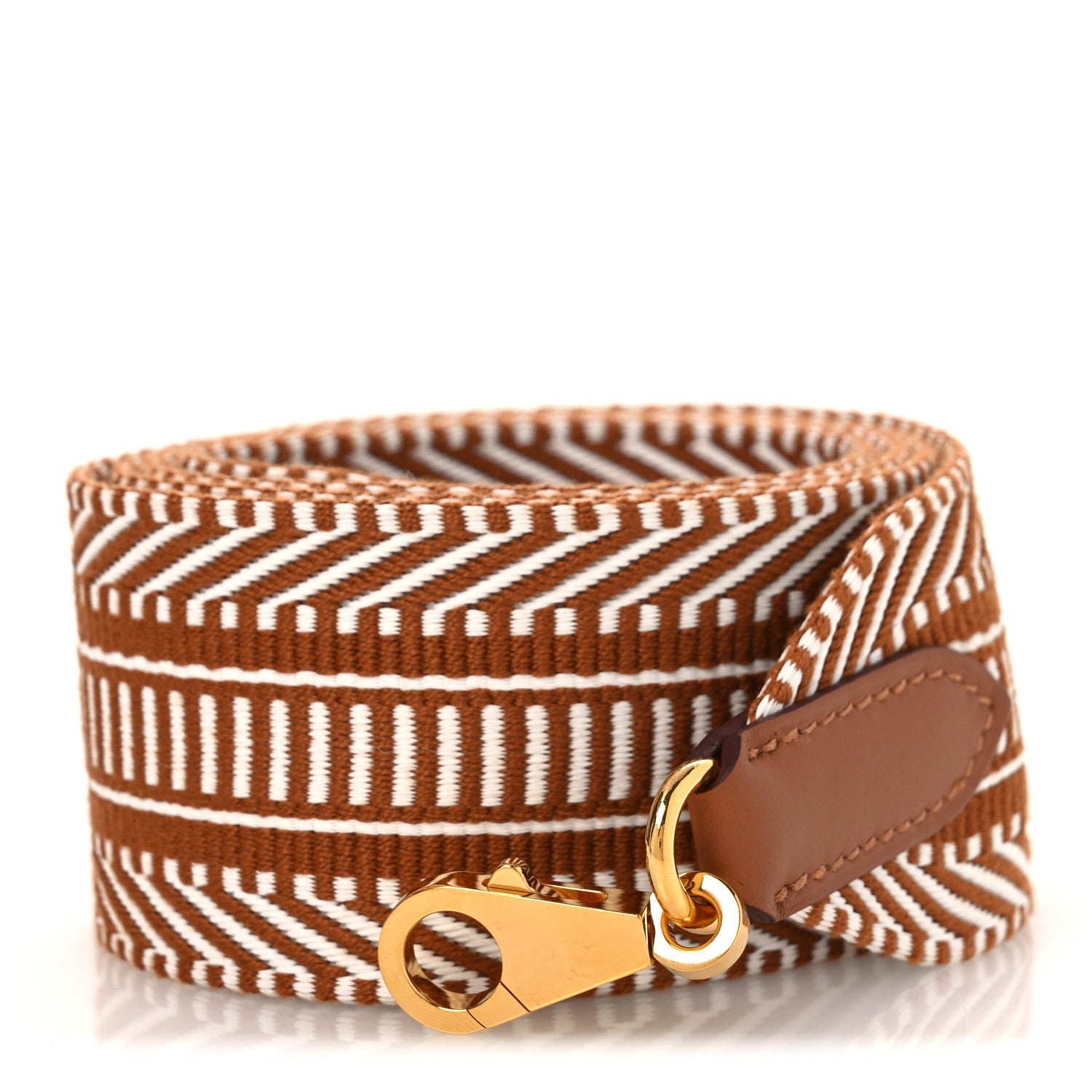 Toile Swift 50mm Sangle Cavale Shoulder Strap Ecru Beige Gold