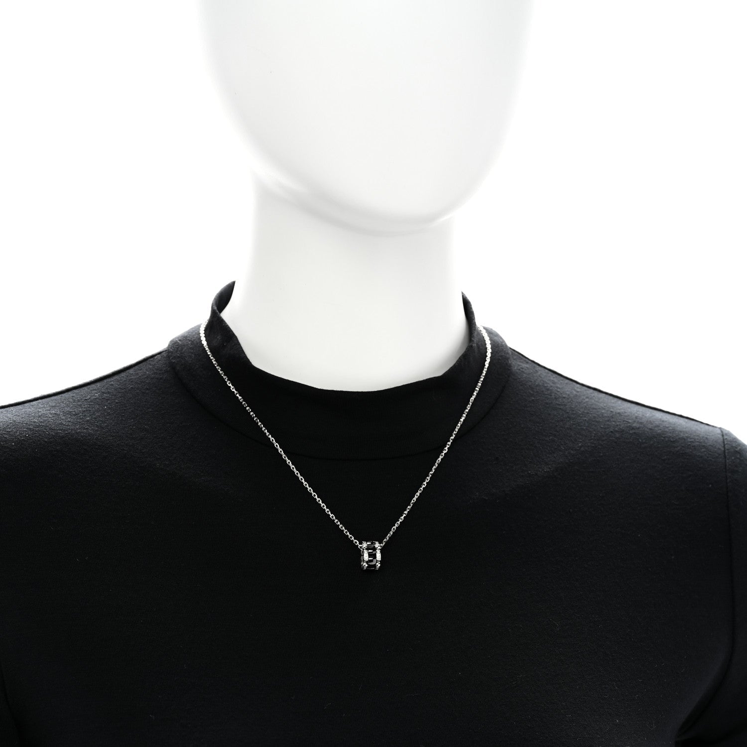 18K White Gold Diamond Ceramic Ultra Necklace Black