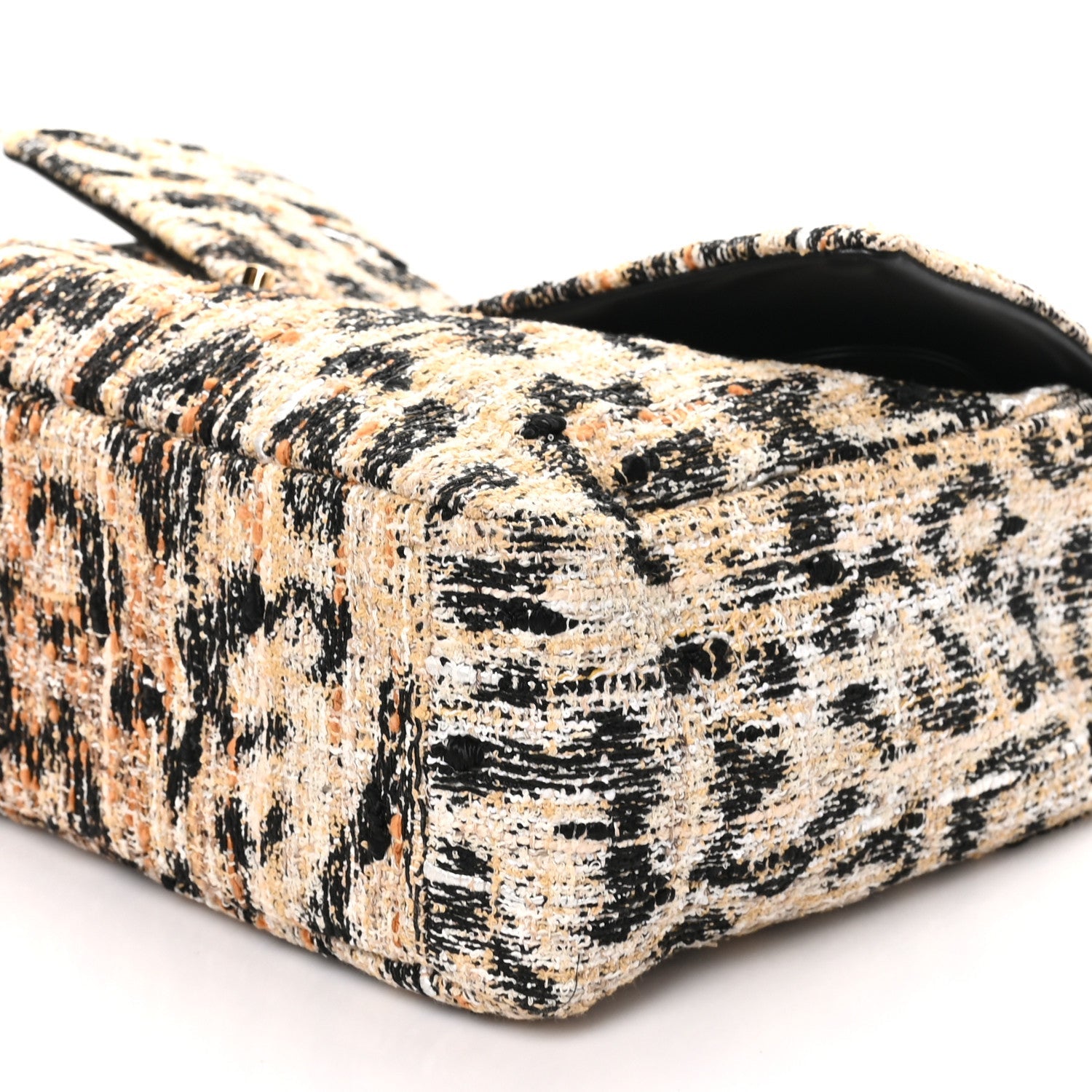Tweed Mixed Fibers Leopard Print Souplissimo Maxi Flap Brown Black White
