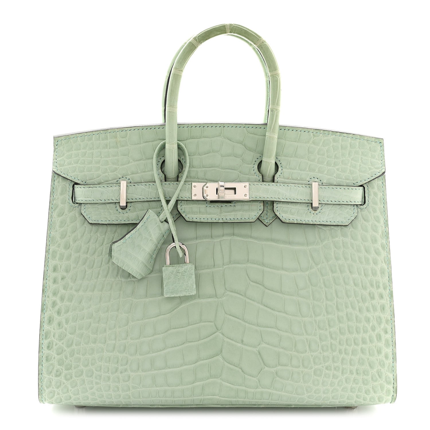 Matte Alligator Birkin Sellier 25 Vert D'eau