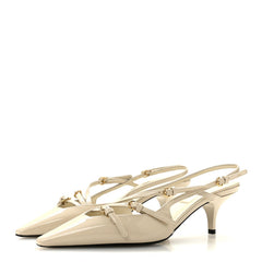 Vernice Buckle 55mm Slingback Pumps 39 White