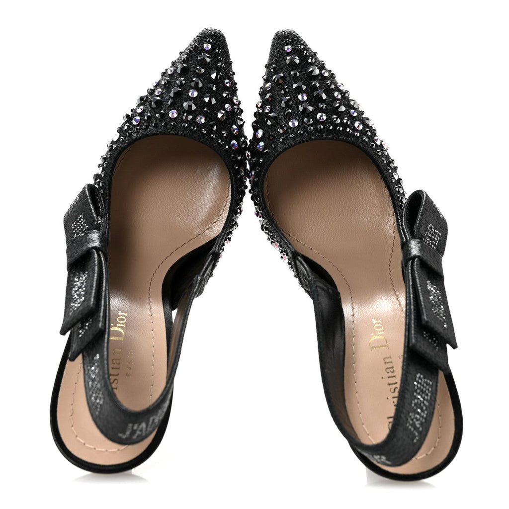 Fabric Strass J'Adior Slingback 100mm Pumps 38 Black