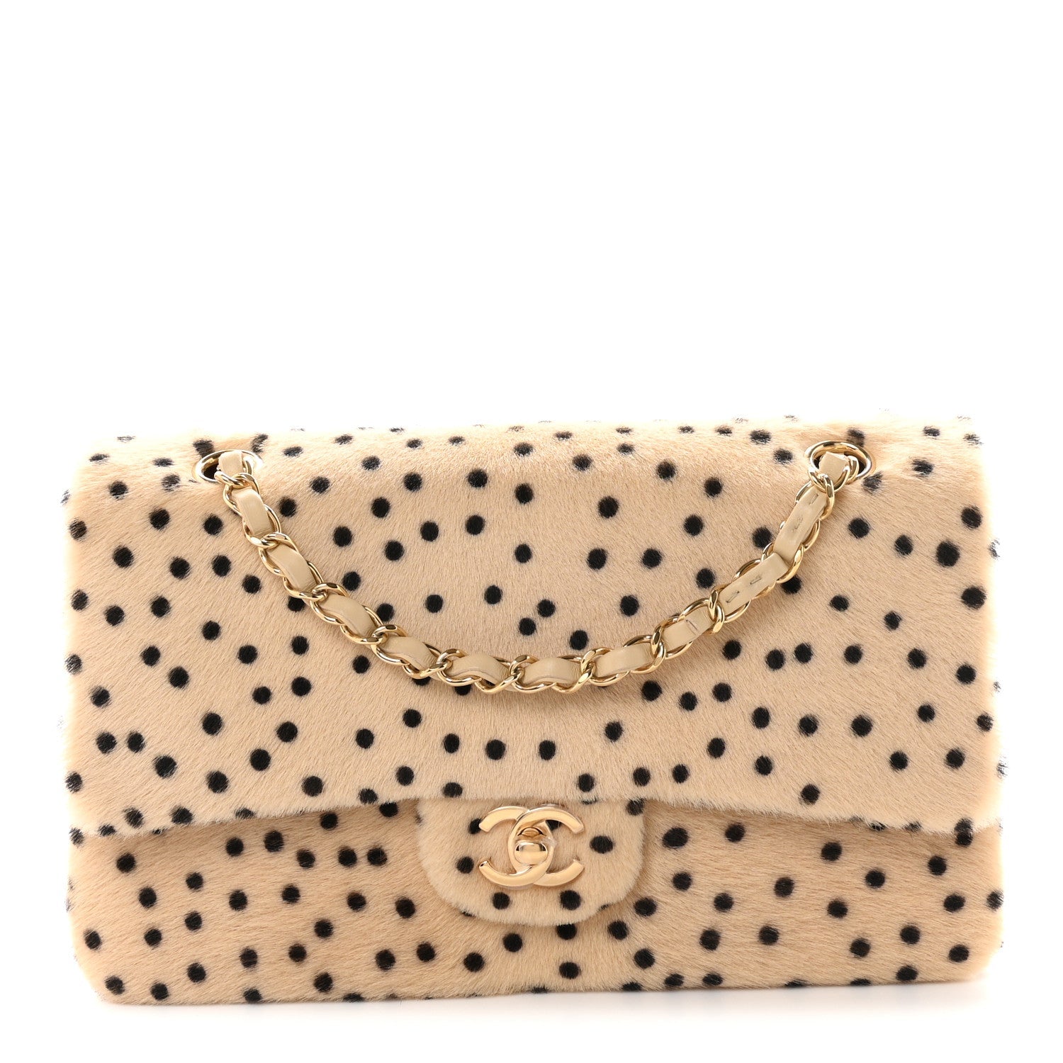 Pony Hair Cheetah Printed Creative Fabrics Flap Light Beige Black