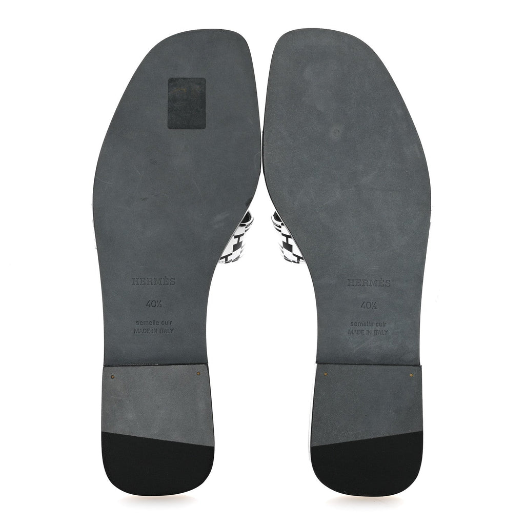 Calfskin Printed Op'H Oran Sandals 40.5 Black White